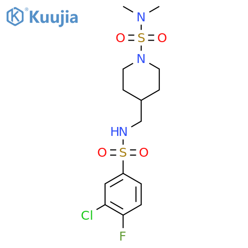 4-[(3-chloro-4-fluorobenzenesulfonamido)methyl]-N,N-dimethylpiperidine-1-sulfonamide structure
