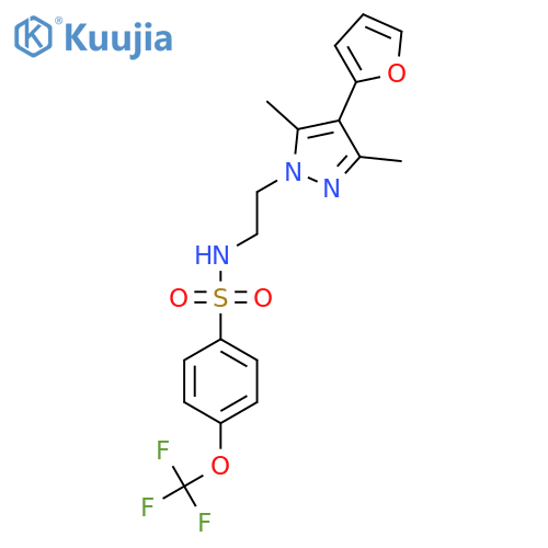 N-{2-[4-(furan-2-yl)-3,5-dimethyl-1H-pyrazol-1-yl]ethyl}-4-(trifluoromethoxy)benzene-1-sulfonamide structure