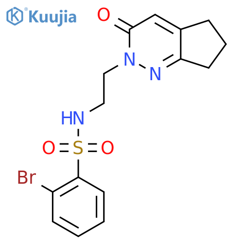 2-bromo-N-(2-{3-oxo-2H,3H,5H,6H,7H-cyclopentacpyridazin-2-yl}ethyl)benzene-1-sulfonamide structure