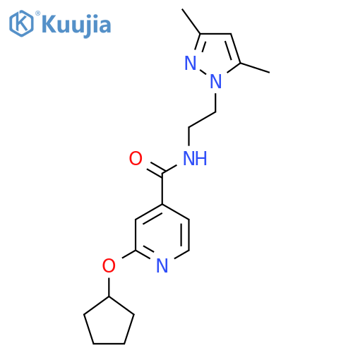 2-(cyclopentyloxy)-N-(2-(3,5-dimethyl-1H-pyrazol-1-yl)ethyl)isonicotinamide structure