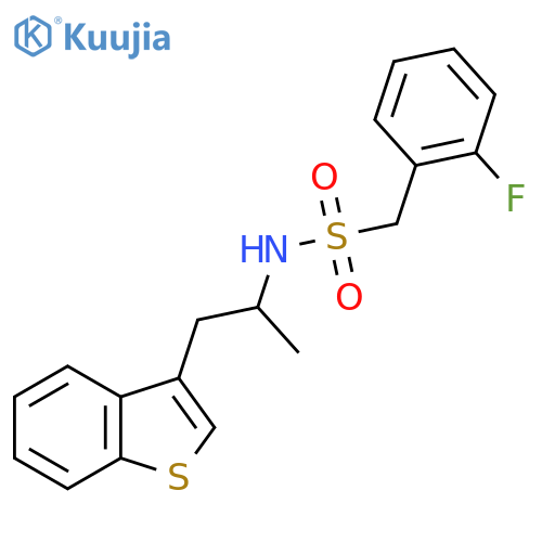 N-1-(1-benzothiophen-3-yl)propan-2-yl-1-(2-fluorophenyl)methanesulfonamide structure