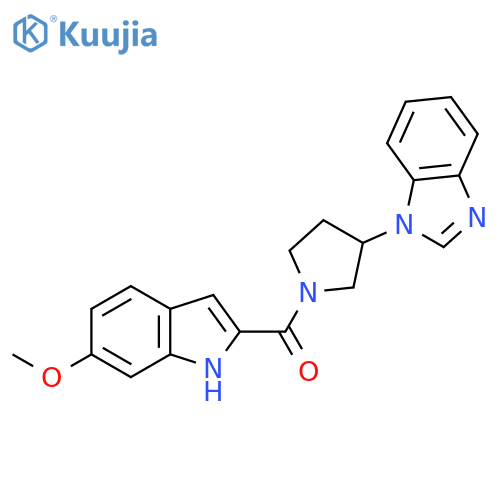 1-[1-(6-methoxy-1H-indole-2-carbonyl)pyrrolidin-3-yl]-1H-1,3-benzodiazole structure
