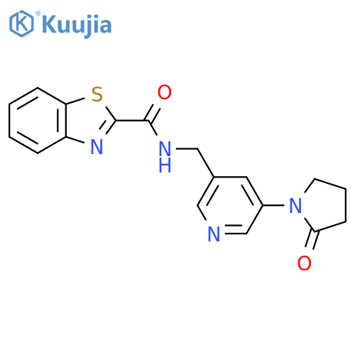 N-{[5-(2-oxopyrrolidin-1-yl)pyridin-3-yl]methyl}-1,3-benzothiazole-2-carboxamide structure