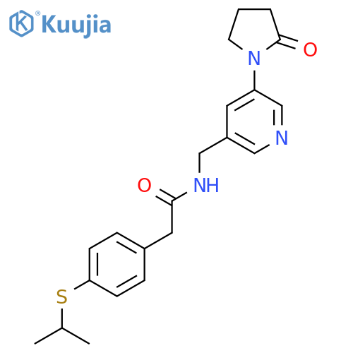 N-{[5-(2-oxopyrrolidin-1-yl)pyridin-3-yl]methyl}-2-[4-(propan-2-ylsulfanyl)phenyl]acetamide structure