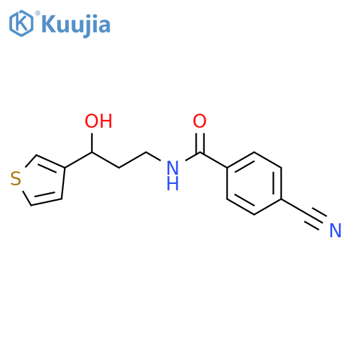 4-cyano-N-[3-hydroxy-3-(thiophen-3-yl)propyl]benzamide structure