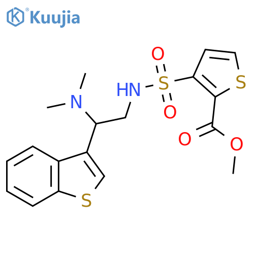 methyl 3-{2-(1-benzothiophen-3-yl)-2-(dimethylamino)ethylsulfamoyl}thiophene-2-carboxylate structure