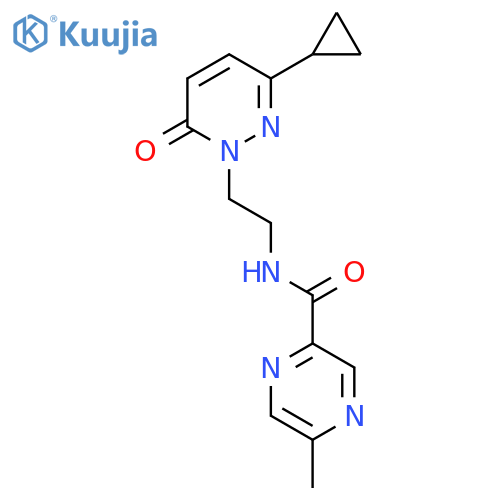N-[2-(3-cyclopropyl-6-oxo-1,6-dihydropyridazin-1-yl)ethyl]-5-methylpyrazine-2-carboxamide structure