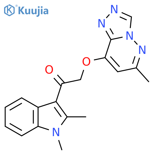 1-(1,2-dimethyl-1H-indol-3-yl)-2-({6-methyl-1,2,4triazolo4,3-bpyridazin-8-yl}oxy)ethan-1-one structure