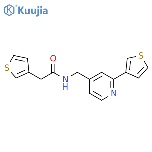2-(thiophen-3-yl)-N-{[2-(thiophen-3-yl)pyridin-4-yl]methyl}acetamide structure