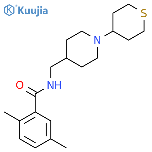2,5-dimethyl-N-((1-(tetrahydro-2H-thiopyran-4-yl)piperidin-4-yl)methyl)benzamide structure