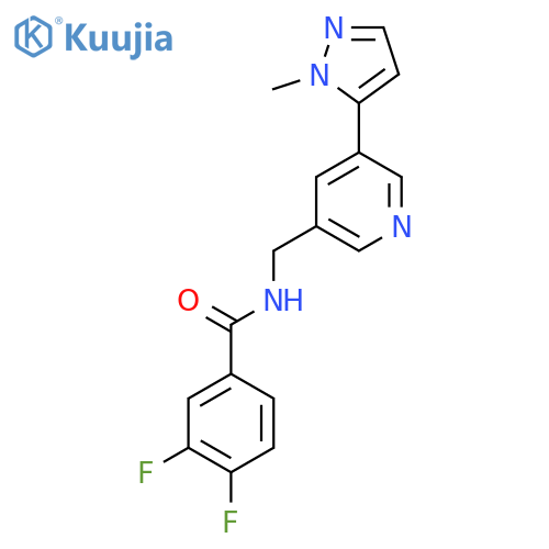 3,4-difluoro-N-{5-(1-methyl-1H-pyrazol-5-yl)pyridin-3-ylmethyl}benzamide structure