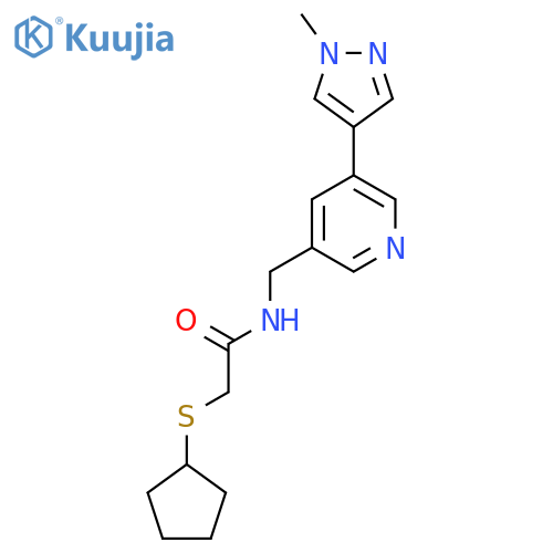 2-(cyclopentylsulfanyl)-N-{5-(1-methyl-1H-pyrazol-4-yl)pyridin-3-ylmethyl}acetamide structure