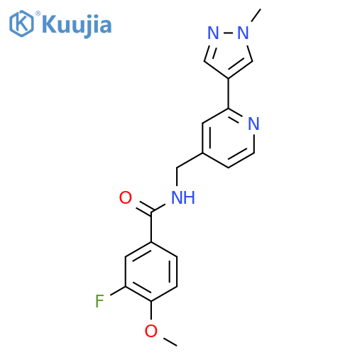 3-fluoro-4-methoxy-N-{[2-(1-methyl-1H-pyrazol-4-yl)pyridin-4-yl]methyl}benzamide structure