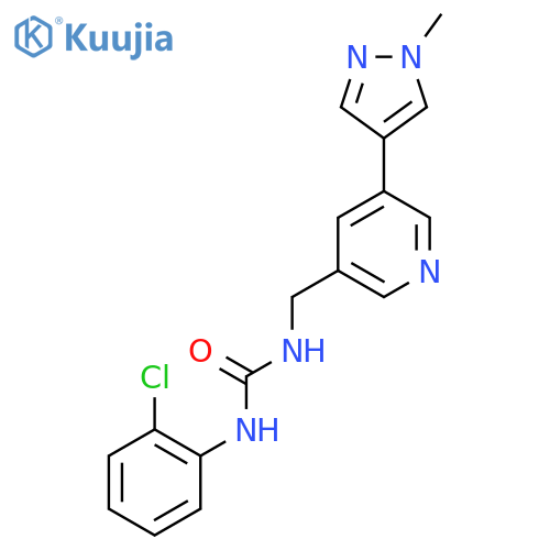 1-(2-chlorophenyl)-3-{5-(1-methyl-1H-pyrazol-4-yl)pyridin-3-ylmethyl}urea structure