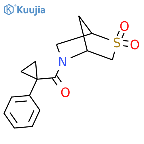5-(1-phenylcyclopropanecarbonyl)-2lambda6-thia-5-azabicyclo[2.2.1]heptane-2,2-dione structure
