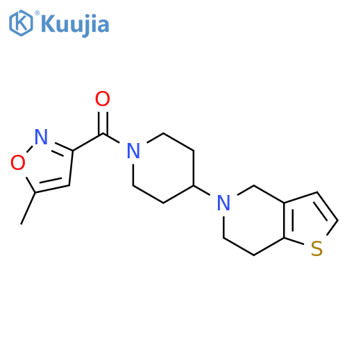 [4-(6,7-dihydro-4H-thieno[3,2-c]pyridin-5-yl)piperidin-1-yl]-(5-methyl-1,2-oxazol-3-yl)methanone structure