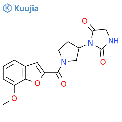 3-(1-(7-Methoxybenzofuran-2-carbonyl)pyrrolidin-3-yl)imidazolidine-2,4-dione structure