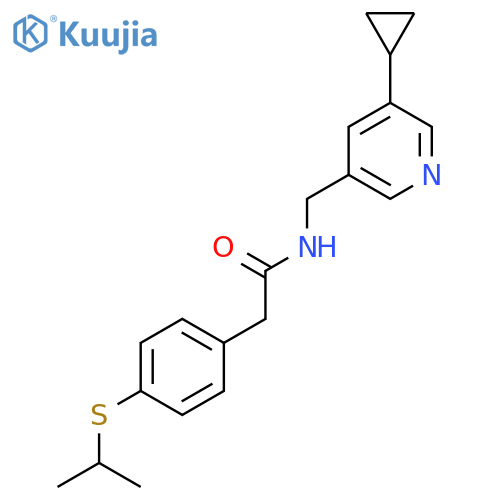 N-(5-cyclopropylpyridin-3-yl)methyl-2-4-(propan-2-ylsulfanyl)phenylacetamide structure