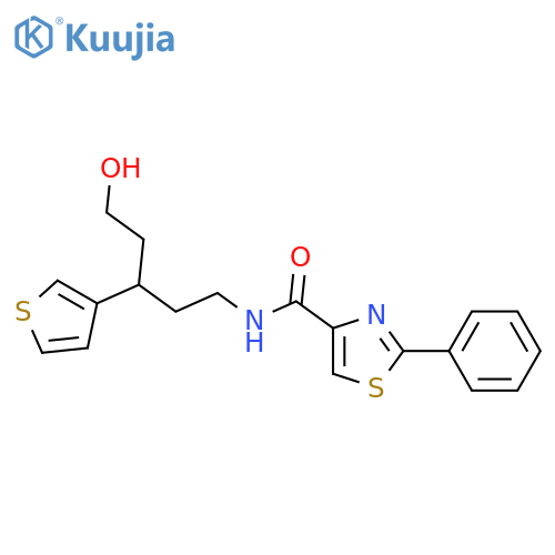 N-5-hydroxy-3-(thiophen-3-yl)pentyl-2-phenyl-1,3-thiazole-4-carboxamide structure