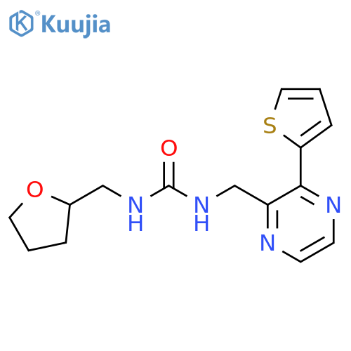 3-(oxolan-2-yl)methyl-1-{3-(thiophen-2-yl)pyrazin-2-ylmethyl}urea structure