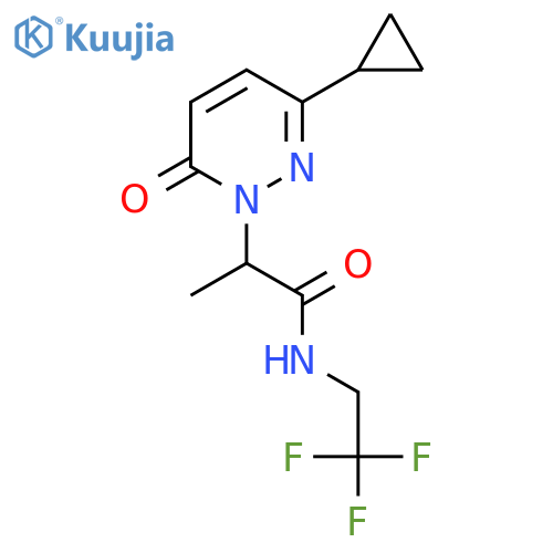 2-(3-cyclopropyl-6-oxo-1,6-dihydropyridazin-1-yl)-N-(2,2,2-trifluoroethyl)propanamide structure