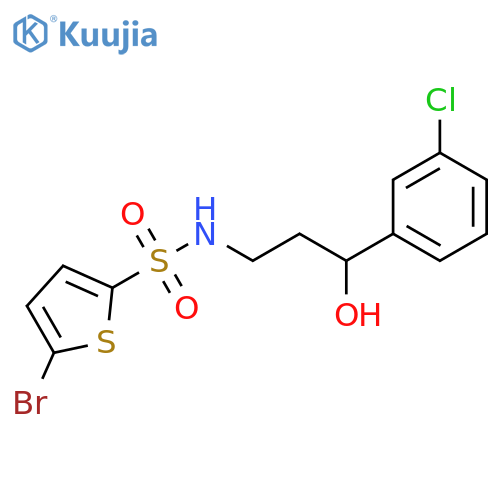 5-bromo-N-[3-(3-chlorophenyl)-3-hydroxypropyl]thiophene-2-sulfonamide structure