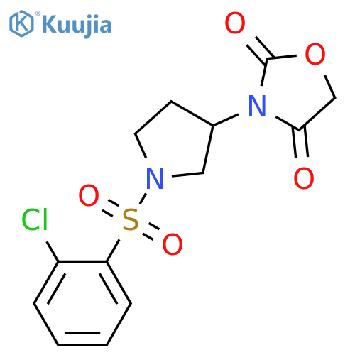 3-[1-(2-chlorophenyl)sulfonylpyrrolidin-3-yl]-1,3-oxazolidine-2,4-dione structure