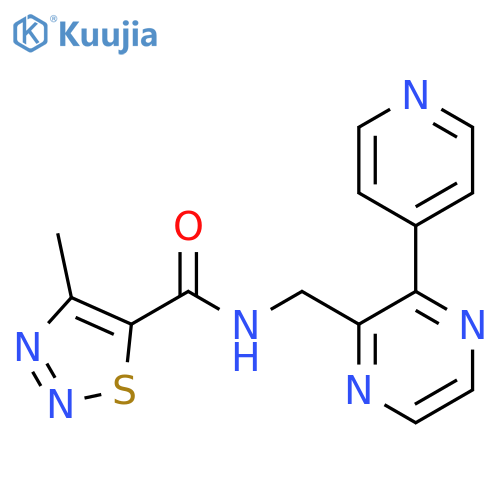 4-methyl-N-{3-(pyridin-4-yl)pyrazin-2-ylmethyl}-1,2,3-thiadiazole-5-carboxamide structure