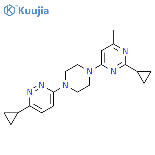 2-cyclopropyl-4-4-(6-cyclopropylpyridazin-3-yl)piperazin-1-yl-6-methylpyrimidine structure