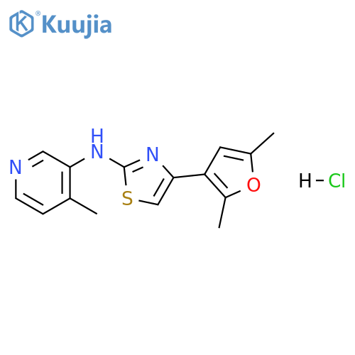 3-Pyridinamine, N-[4-(2,5-dimethyl-3-furanyl)-2-thiazolyl]-4-methyl-, hydrochloride (1:1) structure