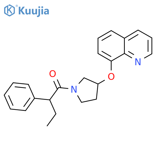 2-Phenyl-1-(3-(quinolin-8-yloxy)pyrrolidin-1-yl)butan-1-one structure