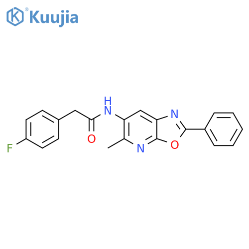 2-(4-fluorophenyl)-N-{5-methyl-2-phenyl-1,3oxazolo5,4-bpyridin-6-yl}acetamide structure