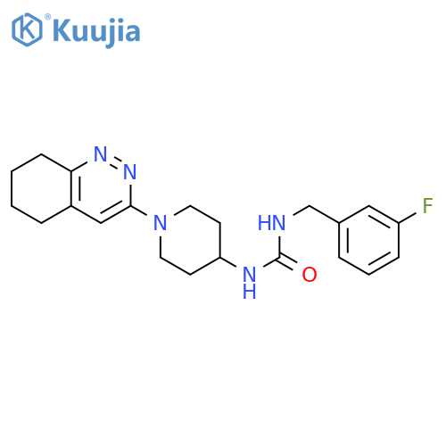 1-[(3-fluorophenyl)methyl]-3-[1-(5,6,7,8-tetrahydrocinnolin-3-yl)piperidin-4-yl]urea structure