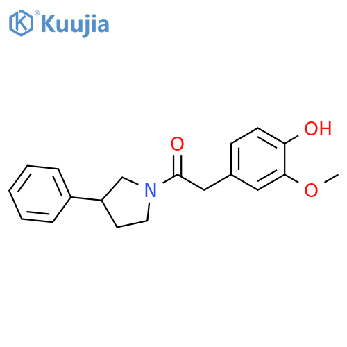 2-(4-hydroxy-3-methoxyphenyl)-1-(3-phenylpyrrolidin-1-yl)ethan-1-one structure