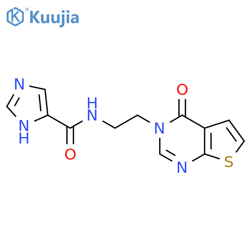 N-(2-{4-oxo-3H,4H-thieno[2,3-d]pyrimidin-3-yl}ethyl)-1H-imidazole-5-carboxamide structure