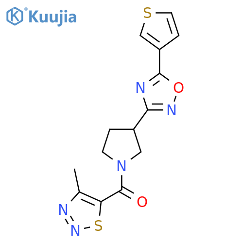 3-1-(4-methyl-1,2,3-thiadiazole-5-carbonyl)pyrrolidin-3-yl-5-(thiophen-3-yl)-1,2,4-oxadiazole structure