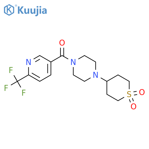 4-{4-[6-(trifluoromethyl)pyridine-3-carbonyl]piperazin-1-yl}-1lambda6-thiane-1,1-dione structure