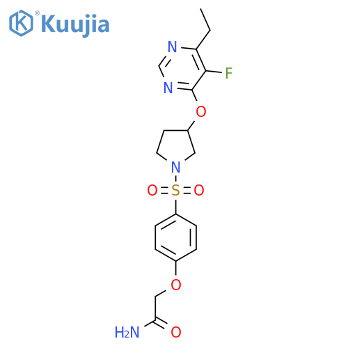 2-(4-((3-((6-Ethyl-5-fluoropyrimidin-4-yl)oxy)pyrrolidin-1-yl)sulfonyl)phenoxy)acetamide structure