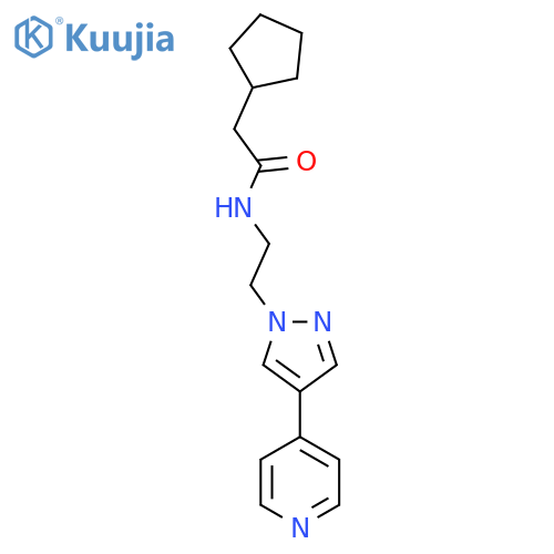 2-cyclopentyl-N-{2-4-(pyridin-4-yl)-1H-pyrazol-1-ylethyl}acetamide structure