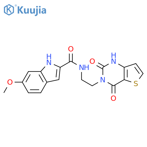 N-(2-{2,4-dioxo-1H,2H,3H,4H-thieno[3,2-d]pyrimidin-3-yl}ethyl)-6-methoxy-1H-indole-2-carboxamide structure