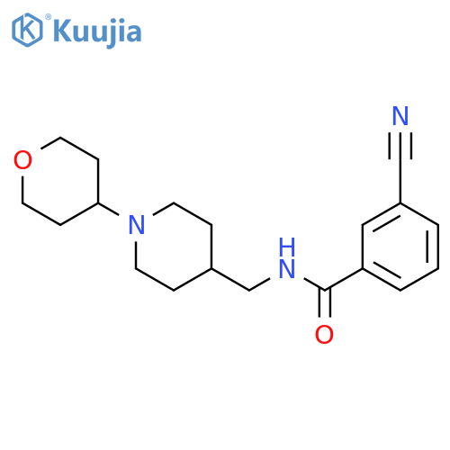 3-cyano-N-{[1-(oxan-4-yl)piperidin-4-yl]methyl}benzamide structure