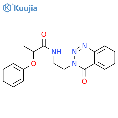 N-[2-(4-oxo-3,4-dihydro-1,2,3-benzotriazin-3-yl)ethyl]-2-phenoxypropanamide structure