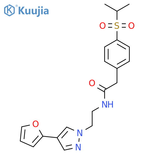 N-{2-[4-(furan-2-yl)-1H-pyrazol-1-yl]ethyl}-2-[4-(propane-2-sulfonyl)phenyl]acetamide structure