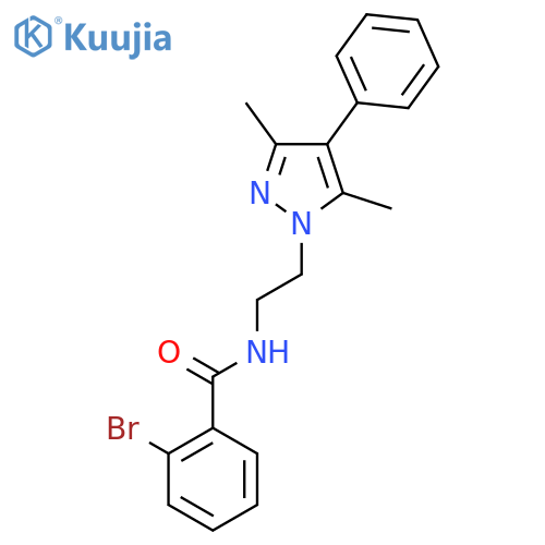 2-bromo-N-[2-(3,5-dimethyl-4-phenyl-1H-pyrazol-1-yl)ethyl]benzamide structure
