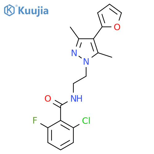 2-chloro-6-fluoro-N-{2-[4-(furan-2-yl)-3,5-dimethyl-1H-pyrazol-1-yl]ethyl}benzamide structure
