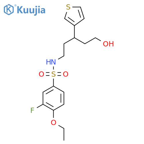 4-ethoxy-3-fluoro-N-[5-hydroxy-3-(thiophen-3-yl)pentyl]benzene-1-sulfonamide structure