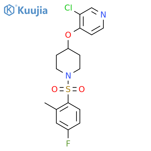 3-chloro-4-{1-(4-fluoro-2-methylbenzenesulfonyl)piperidin-4-yloxy}pyridine structure