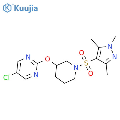5-chloro-2-({1-(1,3,5-trimethyl-1H-pyrazol-4-yl)sulfonylpiperidin-3-yl}oxy)pyrimidine structure