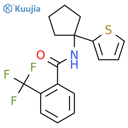 N-[1-(thiophen-2-yl)cyclopentyl]-2-(trifluoromethyl)benzamide structure