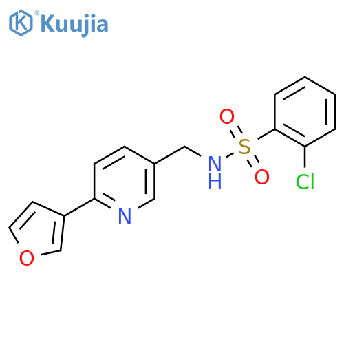 2-chloro-N-{6-(furan-3-yl)pyridin-3-ylmethyl}benzene-1-sulfonamide structure